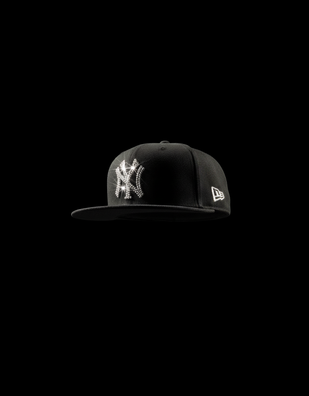 Gorra estilo New Era tipo Yankees – negra, personalizada con strass