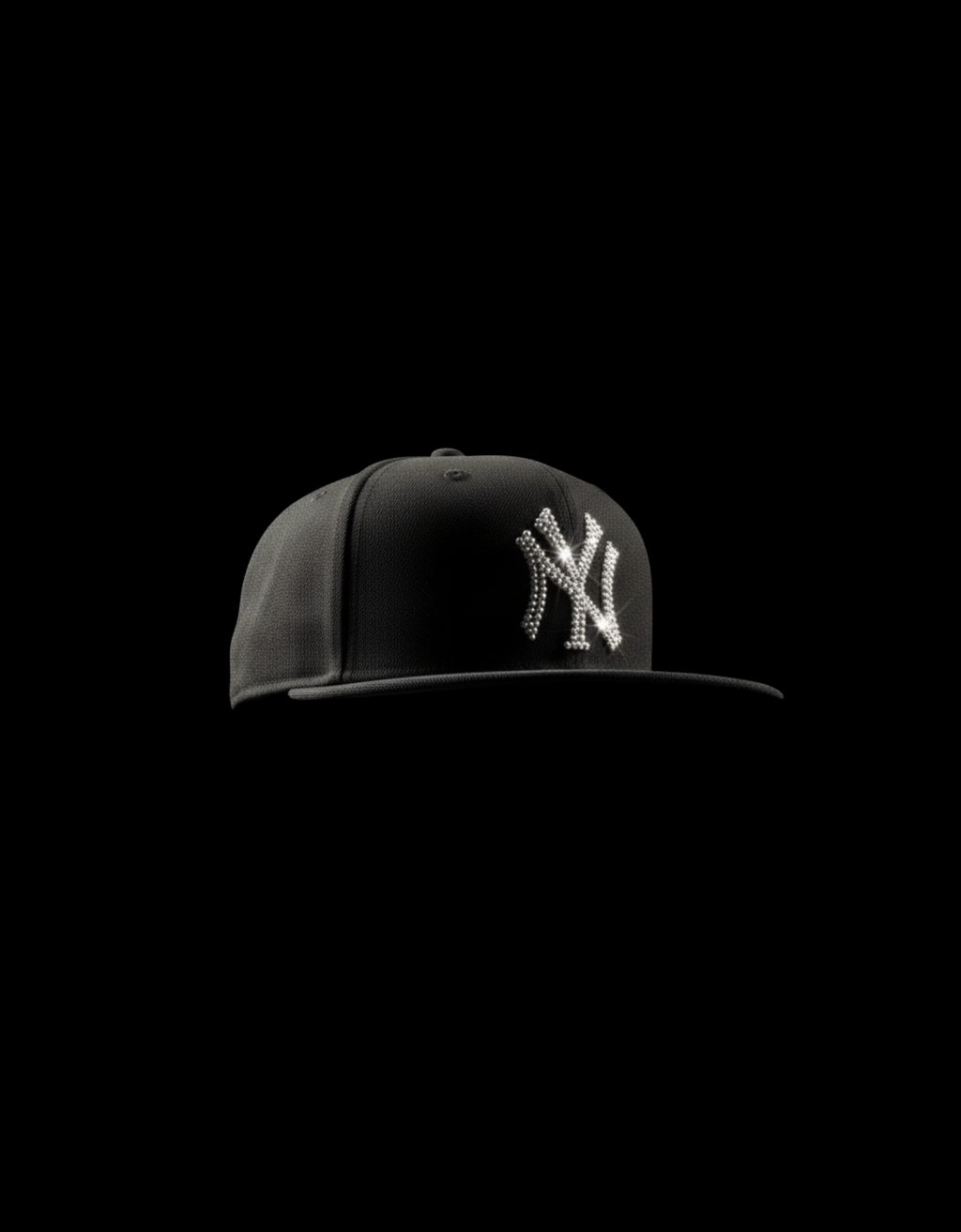 Gorra estilo New Era tipo Yankees – negra, personalizada con strass