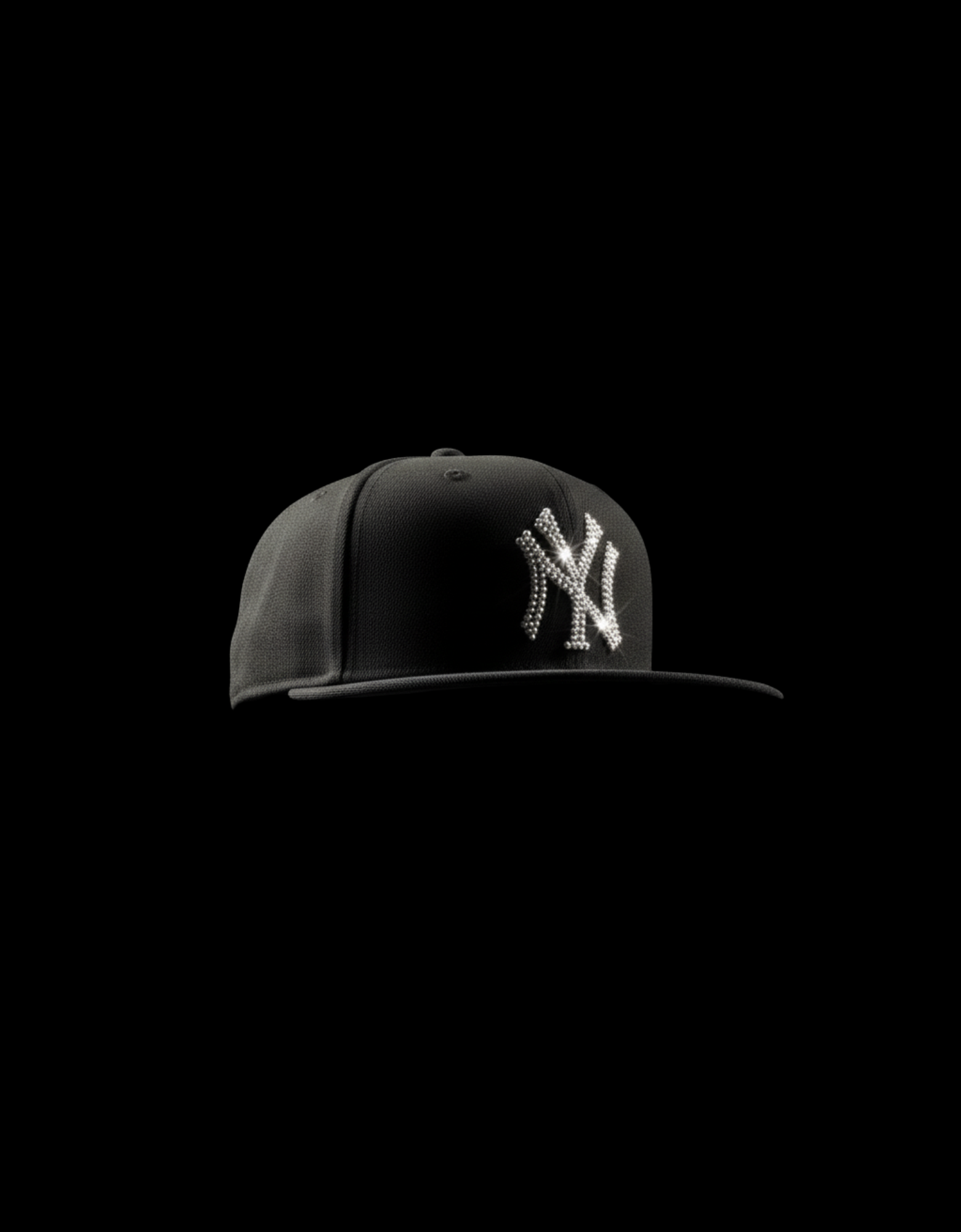 Gorra estilo New Era tipo Yankees – negra, personalizada con strass